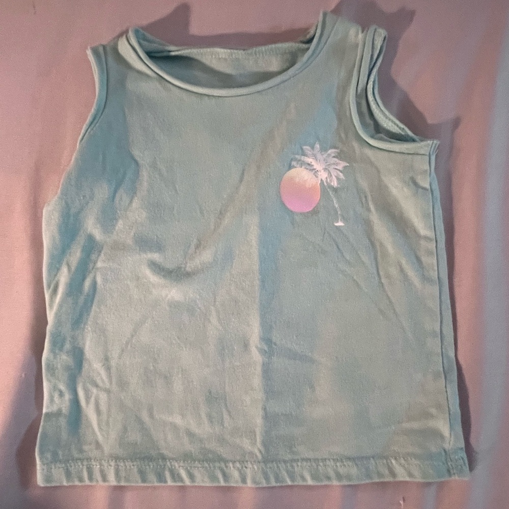 Blue Relaxed Fit Tank Top with Round Neckline